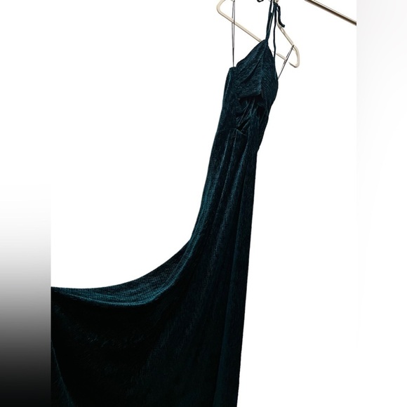 NWT PATBO Textured Velvet Lace-up Maxi Dress Prussian Green - Picture 12 of 17